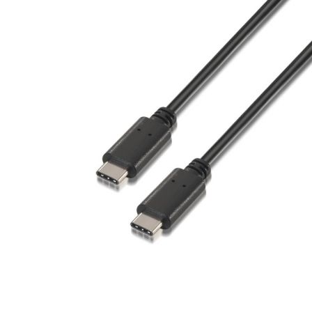 Cable USB 2.0 Tipo-C Aisens A107-0057/ USB Tipo-C Macho - USB Tipo-C Macho/ 2m/ Negro