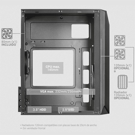 MARS GAMING Caja M-atx MC-S1 Black - Imagen 3