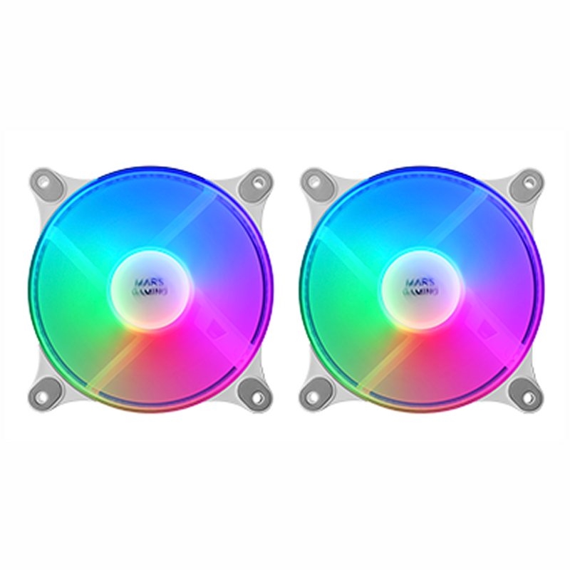 MARS GAMING MFDUO 12CM 2XFANRGB Ult-silent White