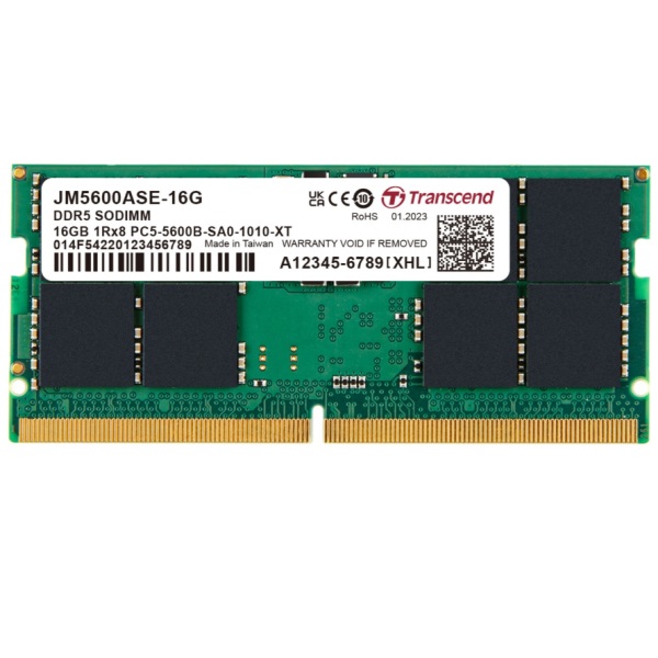 SODIMM 16GB 5600Mhz DDR5 TRANSCEND 1.1V CL40 1Rx8 JM5600ASE-16G