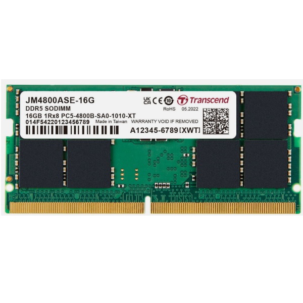 SODIMM 16GB 4800Mhz DDR5 TRANSCEND 1.1V CL40 1Rx8 JM4800ASE-16G