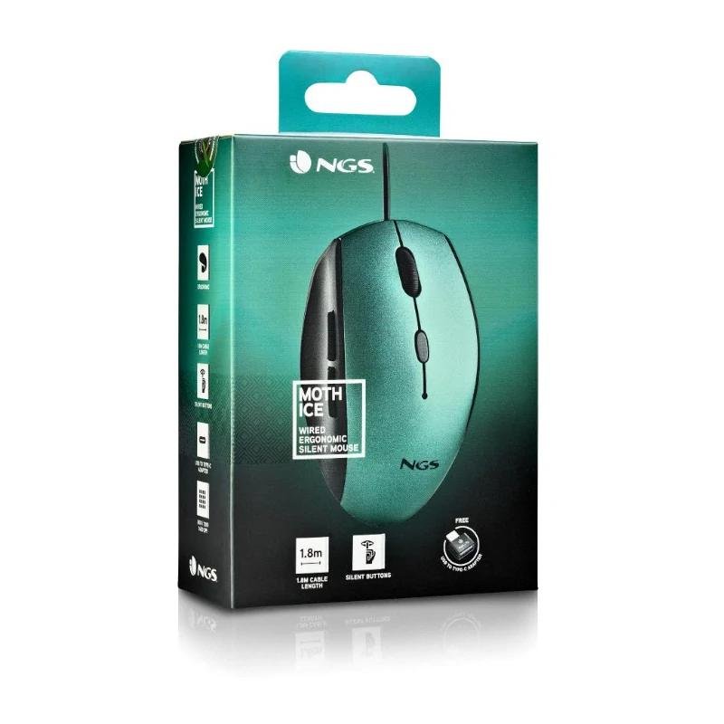 NGS WIRED ERGO SILENT MOUSE + USB TYPE C ADAPT ICE - Imagen 4