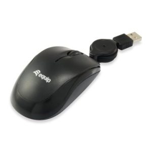 MOUSE EQUIP LIFE OPTICO 2 BOTONES USB CABLE RETRACTIL COLOR NEGRO 1000DPI