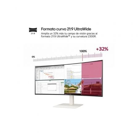 Monitor Profesional Ultrapanorámico Curvo LG UltraWide 38WR85QC-W 37.5"/ WQHD+/ Multimedia/ Blanco - Imagen 3