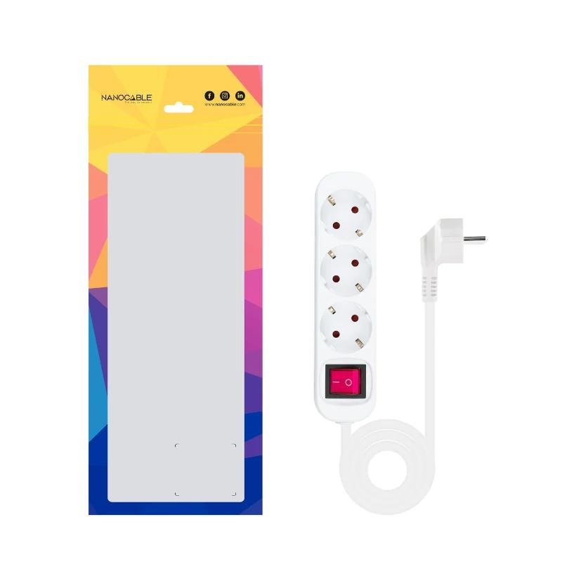 Nanocable Regleta 3 Tomas Interruptor Blanco - Imagen 3