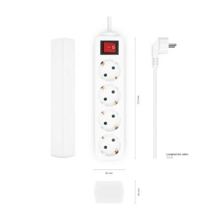 Regleta con Interruptor Aisens A154-0649/ 4 Tomas de Corriente/ Cable 1.4m/ Blanco - Imagen 3