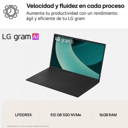 LG Gram 15ZD80T-G.AX55B Ryzen AI 5-340/ 16GB/ 512GB SSD/ 15.6"/ Sin Sistema Operativo - Imagen 3
