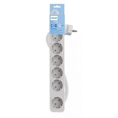 Regleta con Interruptor Philips CHP2164W/62/ 6 Tomas de corriente/ Cable 1.5m/ Blanco - Imagen 2