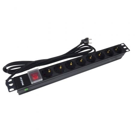 Regleta con Interruptor Phasak BNS 1520/ 8 Tomas de Corriente/ Cable 3m/ Negro - Imagen 4