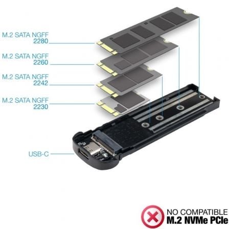 Caja Externa para Disco SSD M.2 TooQ TQE-2202BR/ USB 3.1 Gen2/ Sin tornillos - SATA - Imagen 4