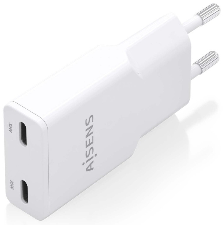 Cargador de Pared GaN Aisens ASCH-30W2P048-W/ 2xUSB Tipo-C/ 30W/ Blanco - Imagen 2