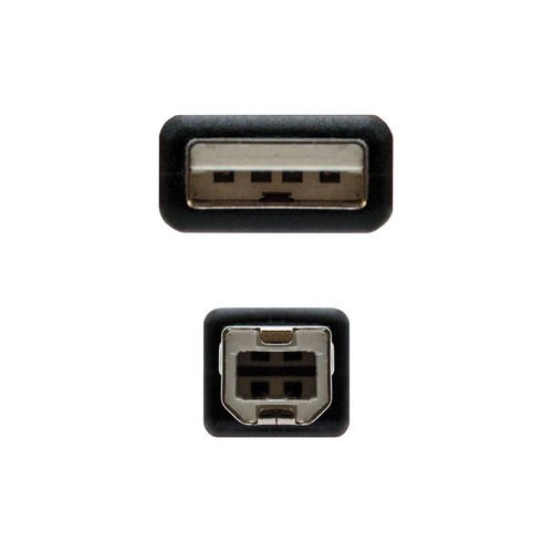 Cable USB Nano Cable USB 2.0 A/M - USB 2.0 B/M 1.8M Negro Impresora - Imagen 3