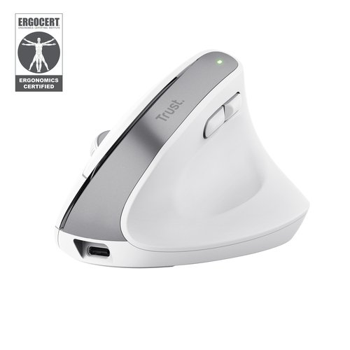 RATON OPTICO WIRELESS ERGONOMICO VERTICAL BAYO+ BLANCO TRUST