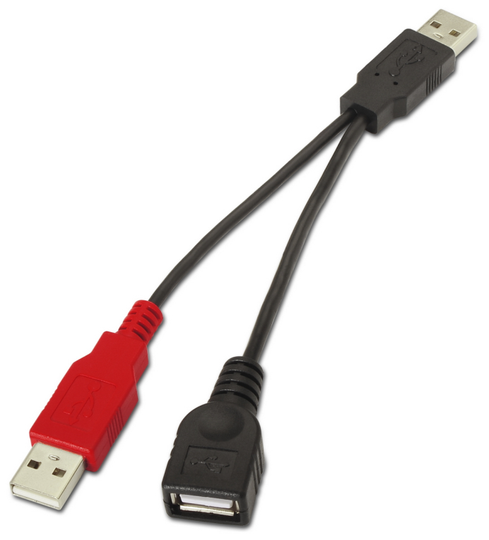 Cable USB 2.0 + Alimentación Aisens A101-0030/ USB Hembra + USB Macho - USB Macho/ 15cm/ Negro/ Rojo - Imagen 2