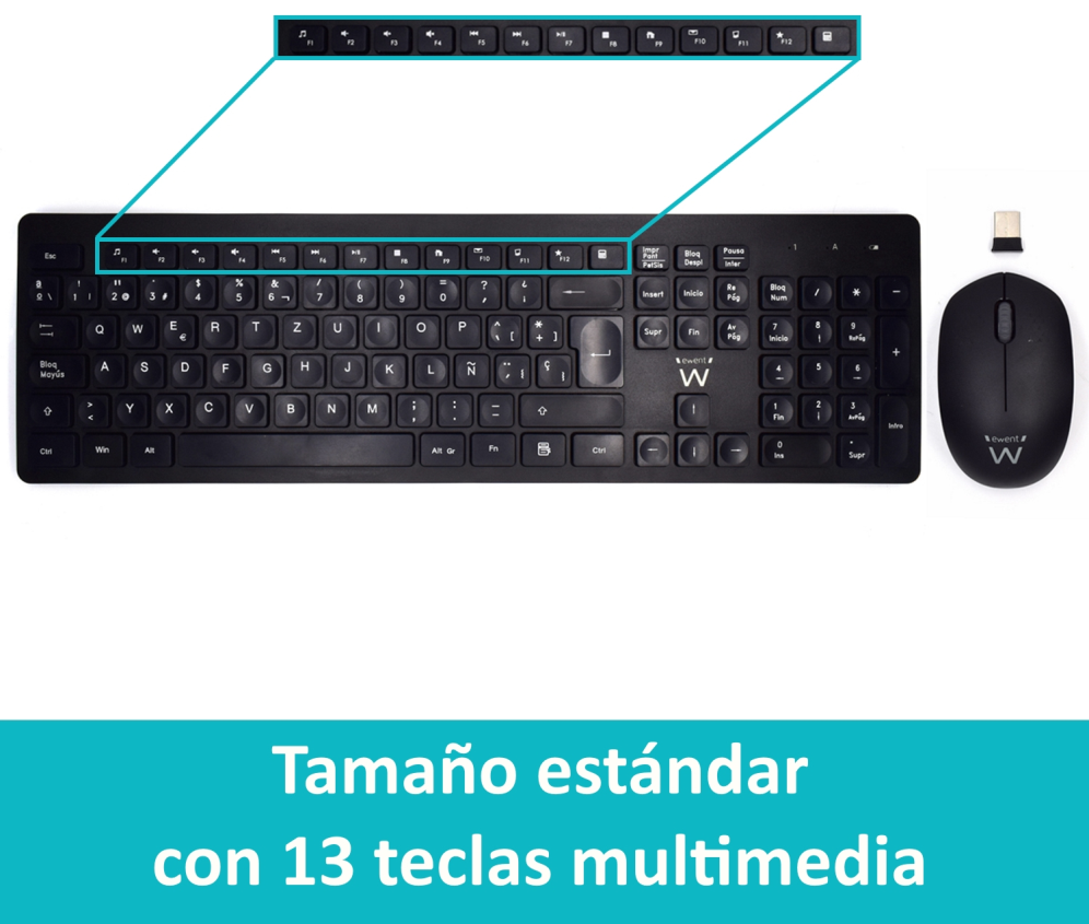 Ewent Teclado+Ratón Inalámbrico EW3256 Negro - Imagen 4