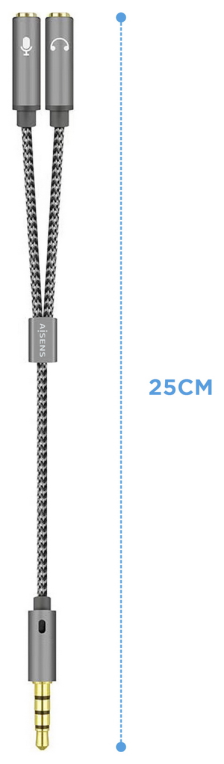 Adaptador Aisens A128-0415/ Jack 3.5 Macho - 2x Jack 3.5 Hembra/ 25cm/ Gris - Imagen 2