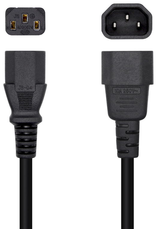 Cable Alimentación Aisens A132-0466/ C13 Hembra - C14 Macho/ 3m/ Negro - Imagen 2