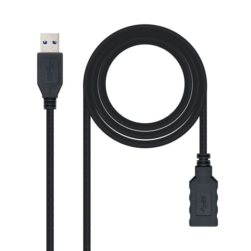 Cable USB Nano Cable USB 3.0 A/M - USB 3.0 A/H 1.0M Negro Alargador