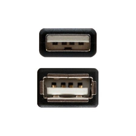 Cable USB Nano Cable USB 2.0 A/M - USB 2.0 A/H 1.8M Negro Alargador - Imagen 3