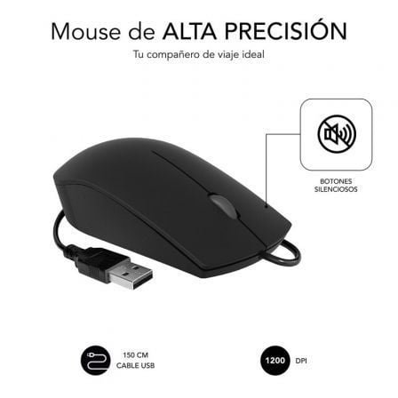RATON OPTICO BUSINESS SILENCIOSO WIRED NEGRO SUBBLIM - Imagen 3
