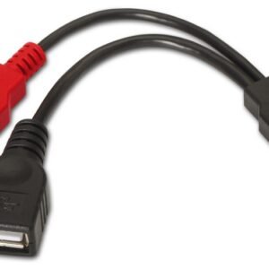 Cable USB 2.0 + Alimentación Aisens A101-0030/ USB Hembra + USB Macho - USB Macho/ 15cm/ Negro/ Rojo