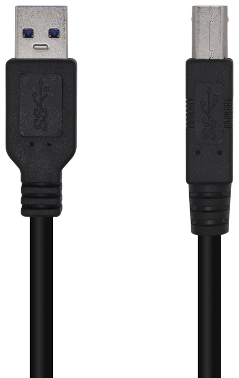 Cable USB 3.0 Impresora Aisens A105-0445/ USB Macho - USB Macho/ 3m/ Negro