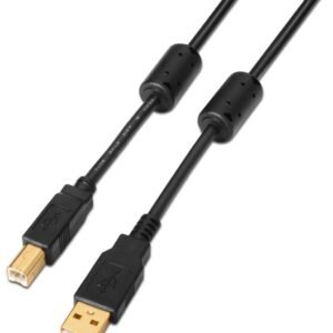 Cable USB 2.0 Impresora Aisens A101-0011/ USB Macho - USB Macho/ 5m/ Negro