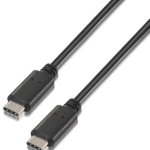 Cable USB 2.0 Tipo-C Aisens A107-0058/ USB Tipo-C Macho - USB Tipo-C Macho/ 3m/ Negro