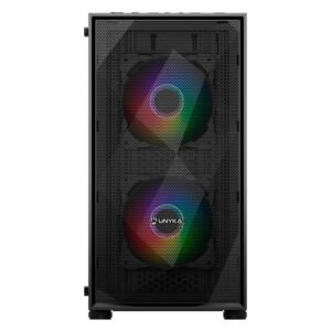Unykach MIR B200 Caja Gaming Micro ATX, Mini ITX - Lateral de Vidrio Templado - 3.5", 2.5" - USB-A 2.0, 3.0 y Audio - 3 Ventiladores 120mm ARGB Instalados - Soporta Refrigeracion Liquida