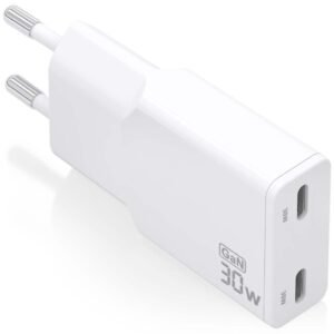 Cargador de Pared GaN Aisens ASCH-30W2P048-W/ 2xUSB Tipo-C/ 30W/ Blanco