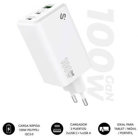 SUBBLIM SUBCHG-6G1003 cargador de dispositivo móvil Universal Blanco Corriente alterna Carga rápida Interior