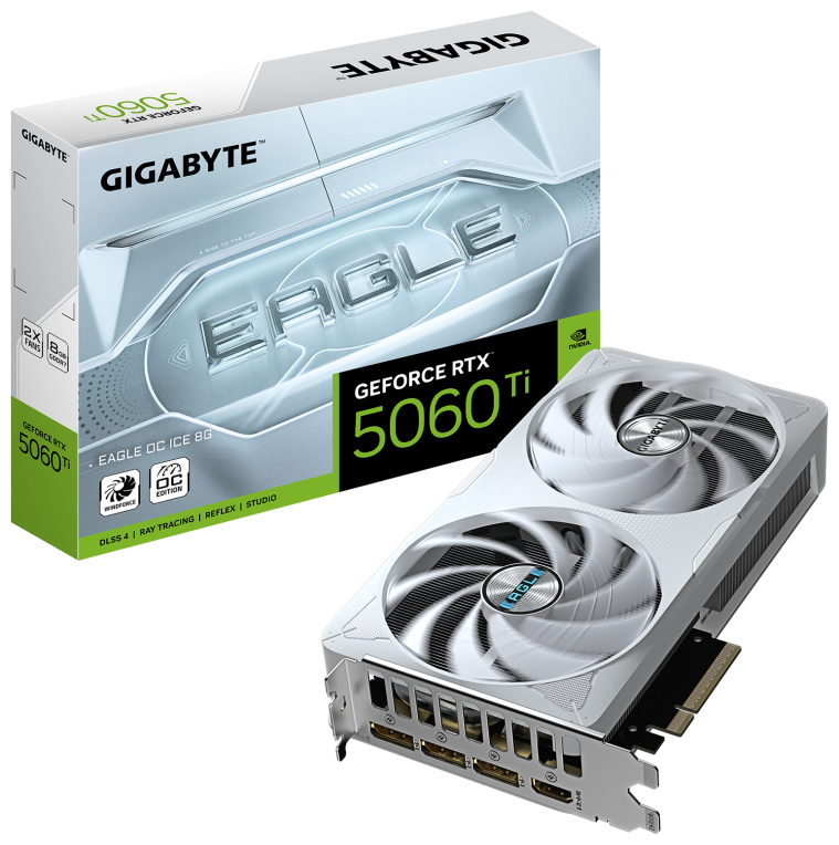 Tarjeta Gráfica Gigabyte GeForce RTX 5060 Ti Eagle OC ICE/ 8GB GDDR7